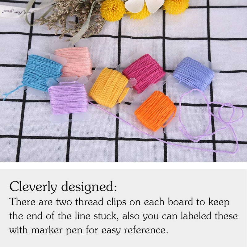 LOKUNN 100 Pcs Plastic Floss Bobbin, Embroidery Floss Bobbins, Cross Stitch Embroidery Cotton Thread Embroidery Floss Thread Craft, Transparent Embroidery Thread Organize for DIY Sewing Craft - Image 3